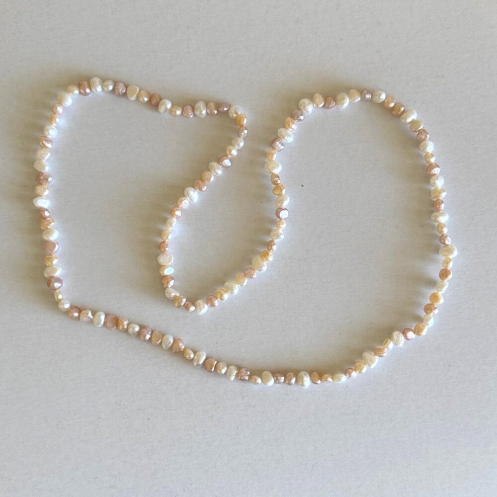 Vintage freshwater pearl necklace baroque pearls hand knotted rustic minimalist